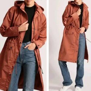 NWT Avec Les Filles Rust Orange Womens Size XLarge Rain Jacket Coat Anorak Parka